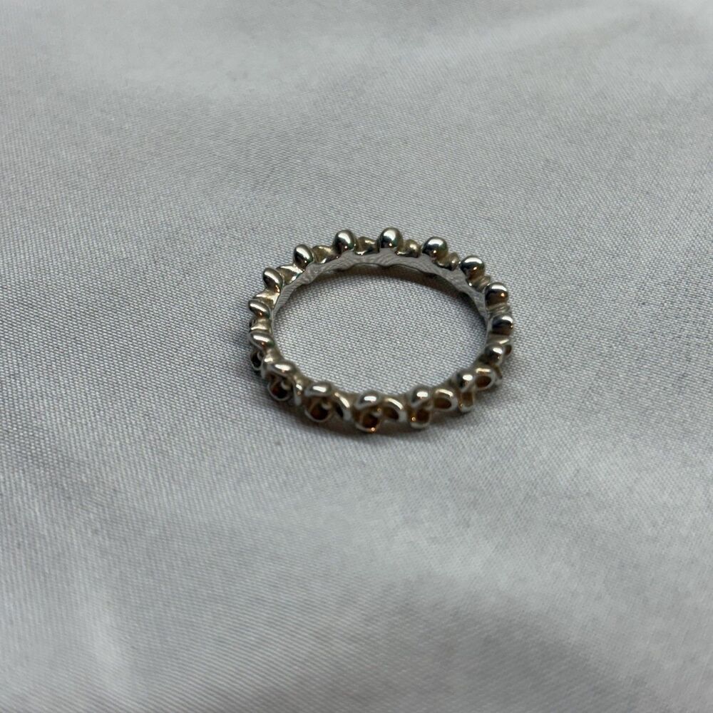 FLORAL ELEGANCE Authentic PANDORA St Silver STACKABLE BAND Ring Sz 7.5 925 - Picture 7 of 12